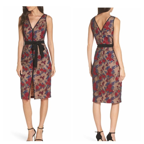 Harlyn Embroidered Lace Floral Sheath 